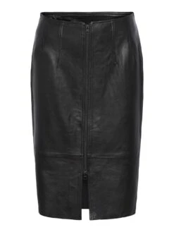 Y.A.S YASMILLIE LEREN ROK 10 Y.A.S YASMILLIE LEREN ROK -Midi Mooi Winkel 26030369 Black 001