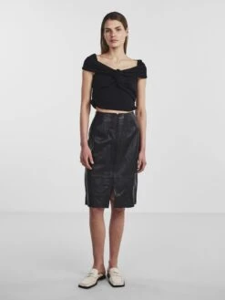 Y.A.S YASMILLIE LEREN ROK 9 Y.A.S YASMILLIE LEREN ROK -Midi Mooi Winkel 26030369 Black 005