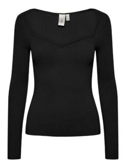 Y.A.S YASNOMI GEBREIDE TOP -Midi Mooi Winkel 26031556 Black 001