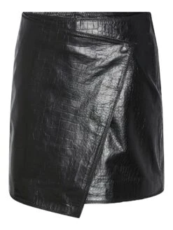 Y.A.S YASCUT LEREN ROK -Midi Mooi Winkel 26031575 Black 001