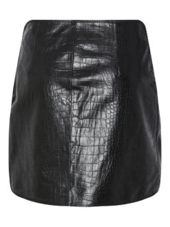 Y.A.S YASCUT LEREN ROK -Midi Mooi Winkel 26031575 Black 002