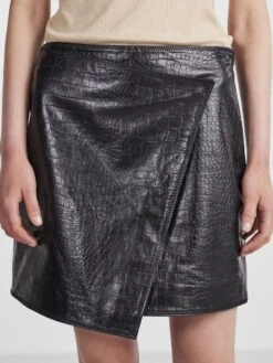 Y.A.S YASCUT LEREN ROK -Midi Mooi Winkel 26031575 Black 006