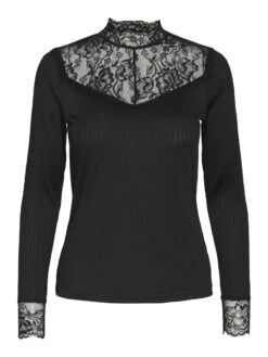 Y.A.S YASBLACE TOP MET LANGE MOUWEN -Midi Mooi Winkel 26031749 Black 001