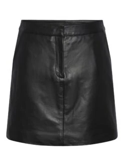 Y.A.S YASLYMA LEREN MINIROK -Midi Mooi Winkel 26031905 Black 001