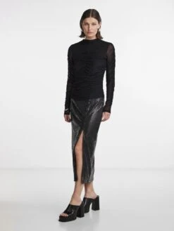 Y.A.S YASMESHI TOP MET LANGE MOUWEN -Midi Mooi Winkel 26032443 Black 005