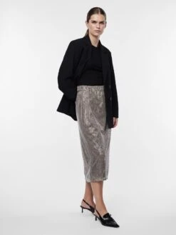 Y.A.S YASVITARA MIDDELLANGE ROK -Midi Mooi Winkel 26032753 Silver 1083888 005